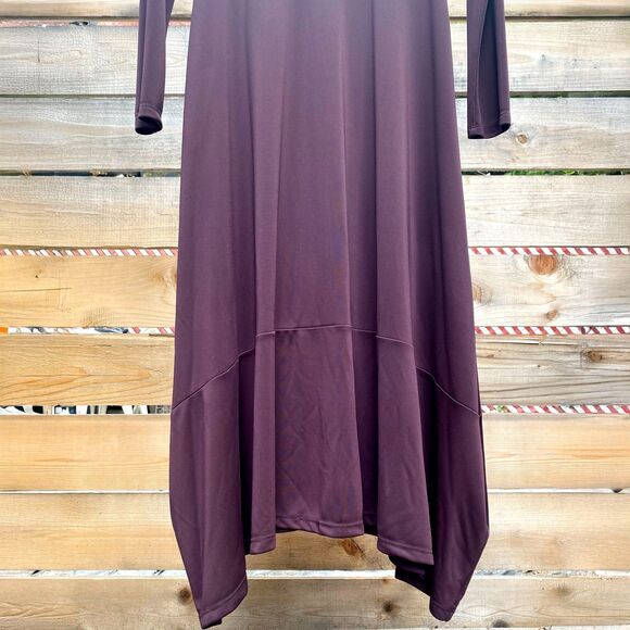 NWT Gorgeous Diana Gallesi Long Sleeved Burgundy / Eggplant A-Line Midi Dress - Picture 4 of 8
